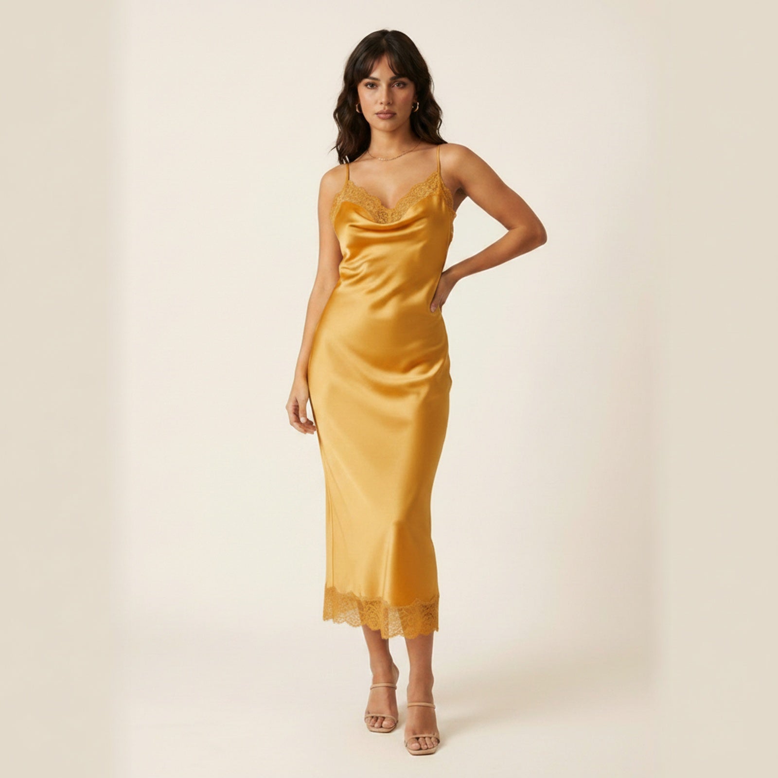 Soft Touch Lace-Trim Slip Dress - Butter Yellow