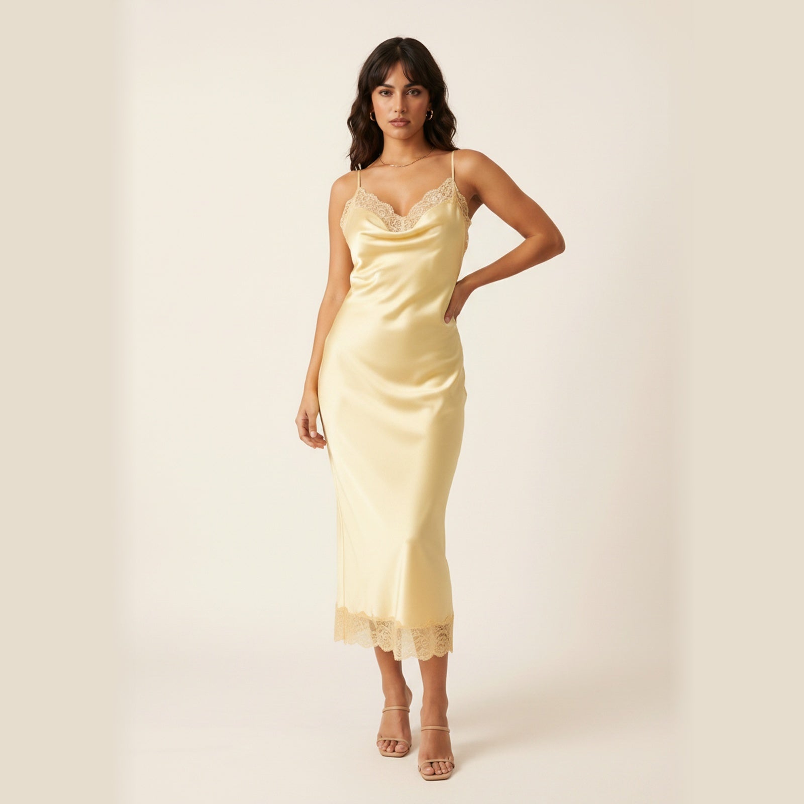 Soft Touch | Women's Lace-Trim Slip Dress - Hero Front