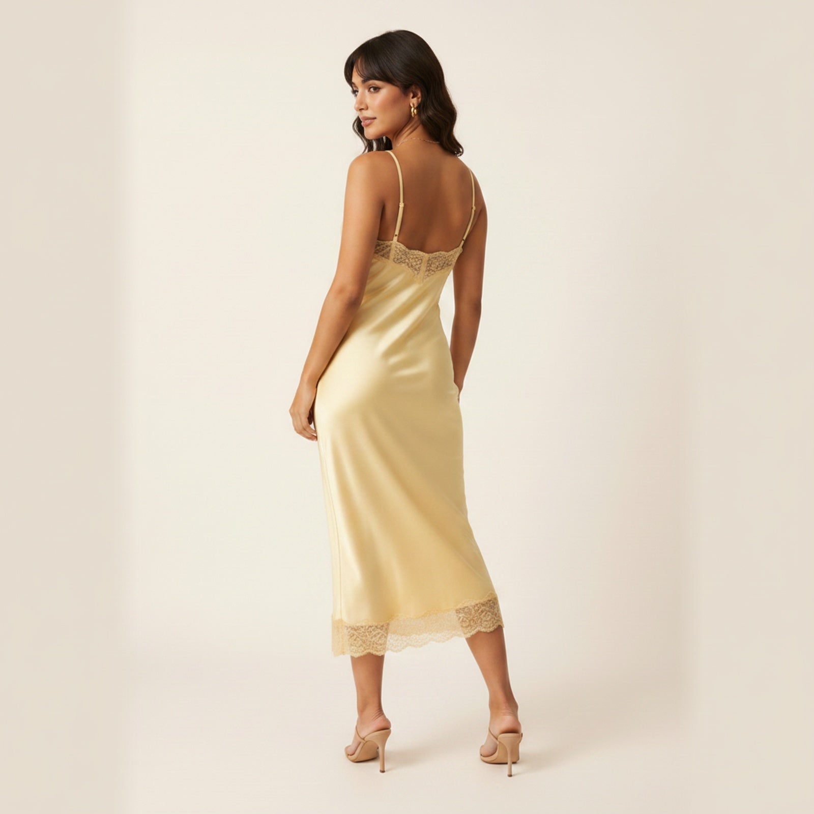 Soft Touch | Women's Lace-Trim Slip Dress - Back View