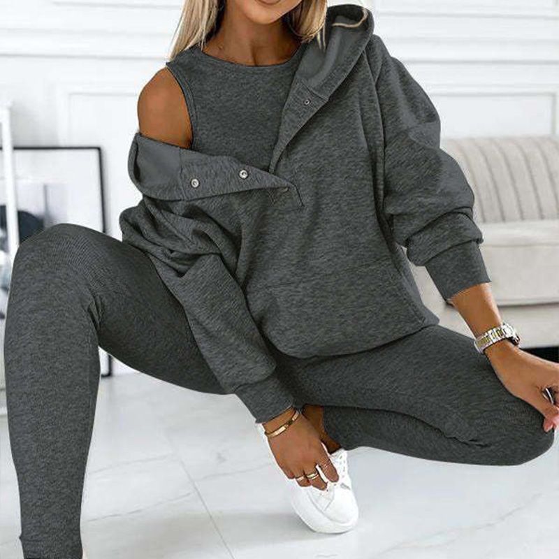 Ensemble™ | 3-Piece Women's Set with Hoodie, Slim Vest, and Pants