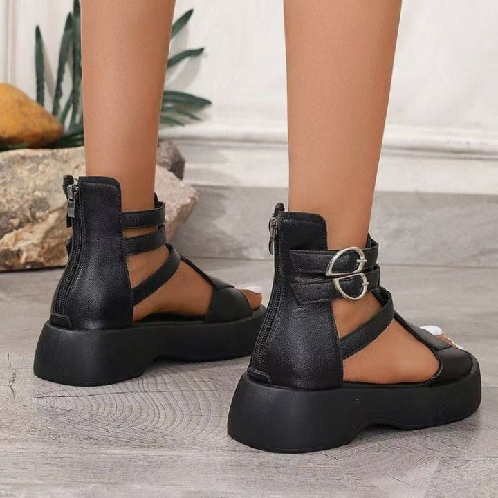 Orthopedic Women's Sandals with Platform and Wedge Heel Made of Soft Leather