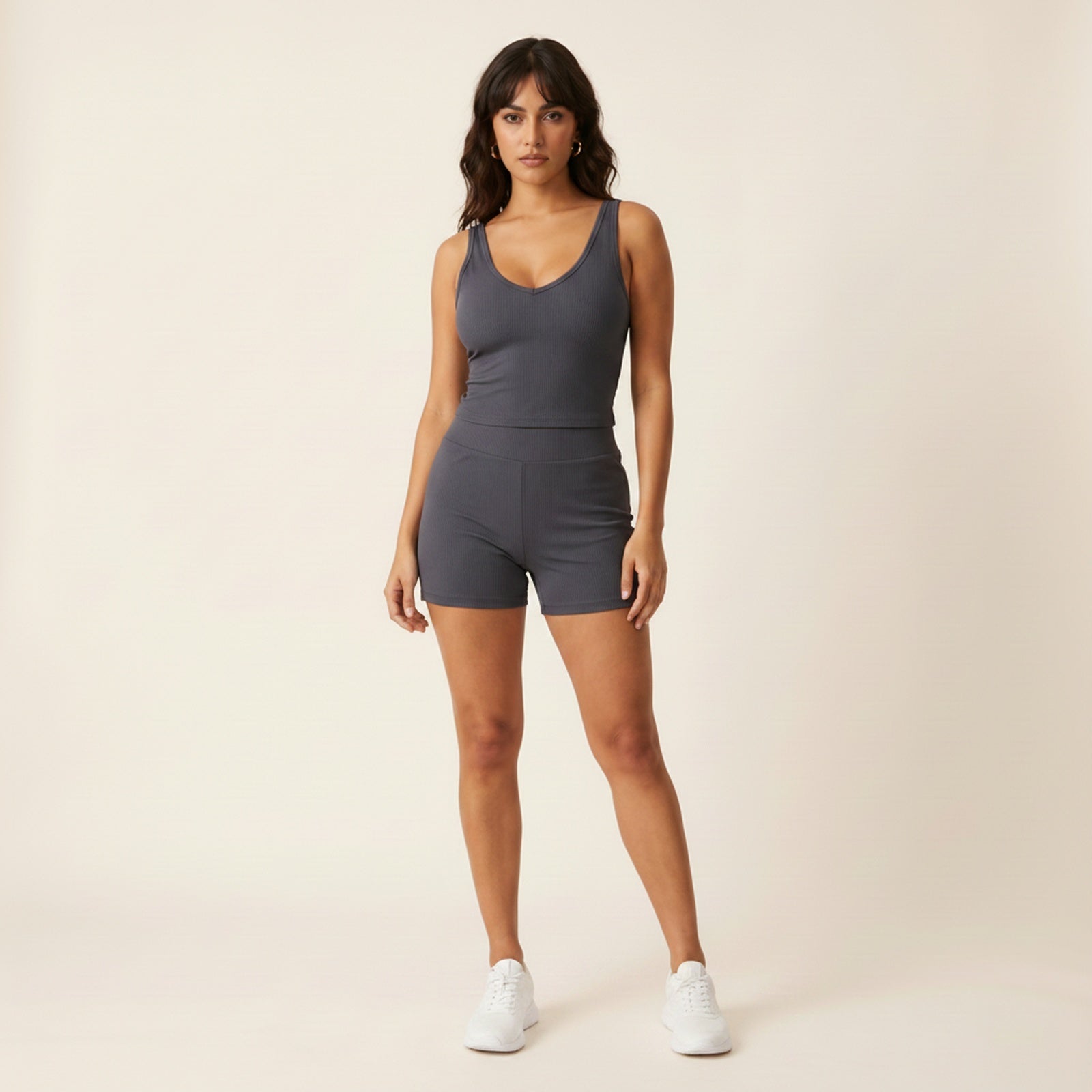 Stride | Women's Ribbed Nylon Shorts Set - Hero Front