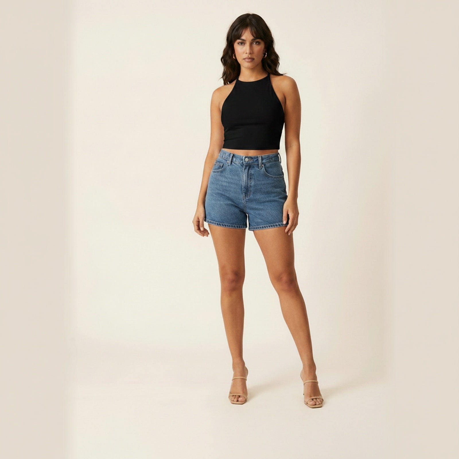 Summer Crush Halter Crop Top - Black
