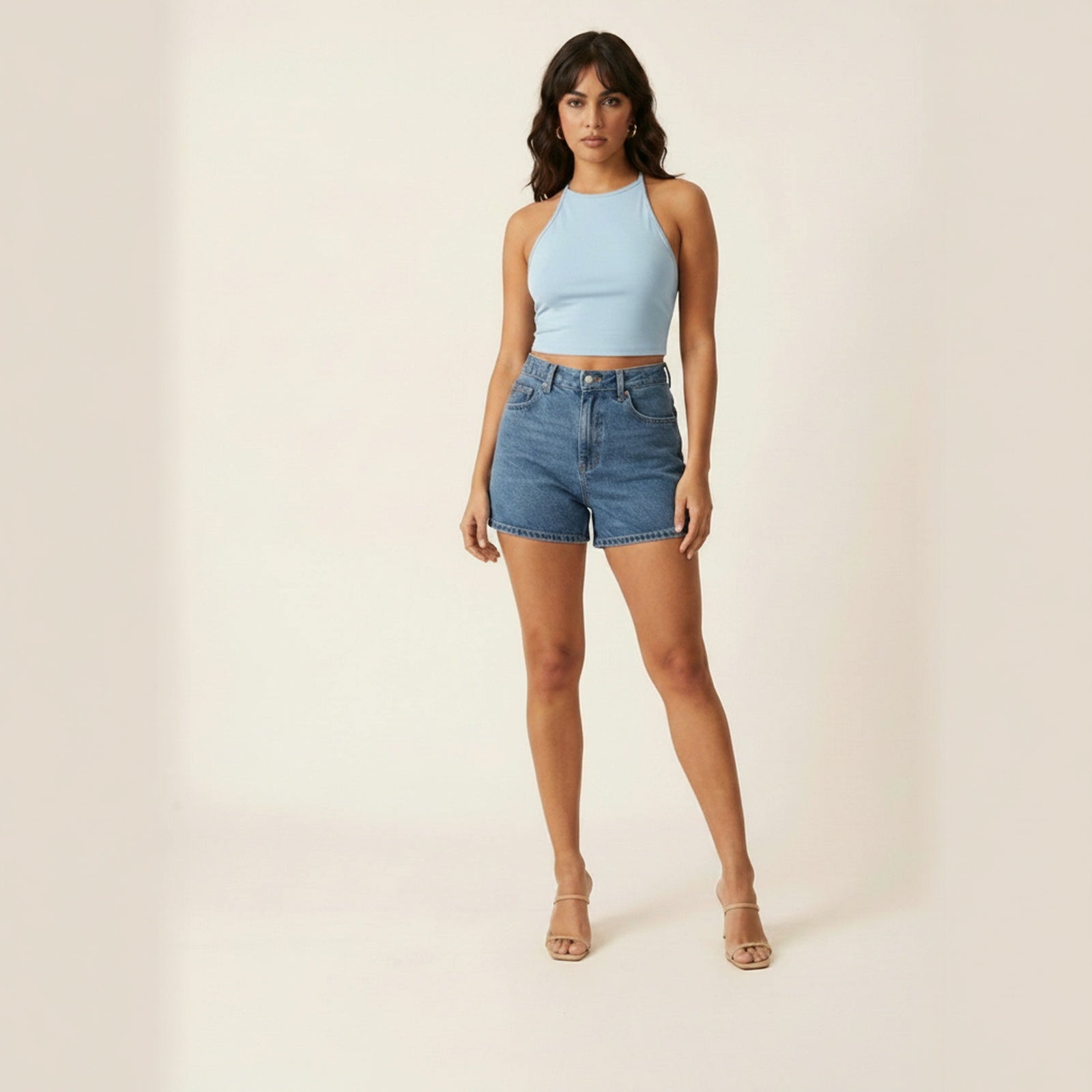 Summer Crush Halter Crop Top - Icy Blue