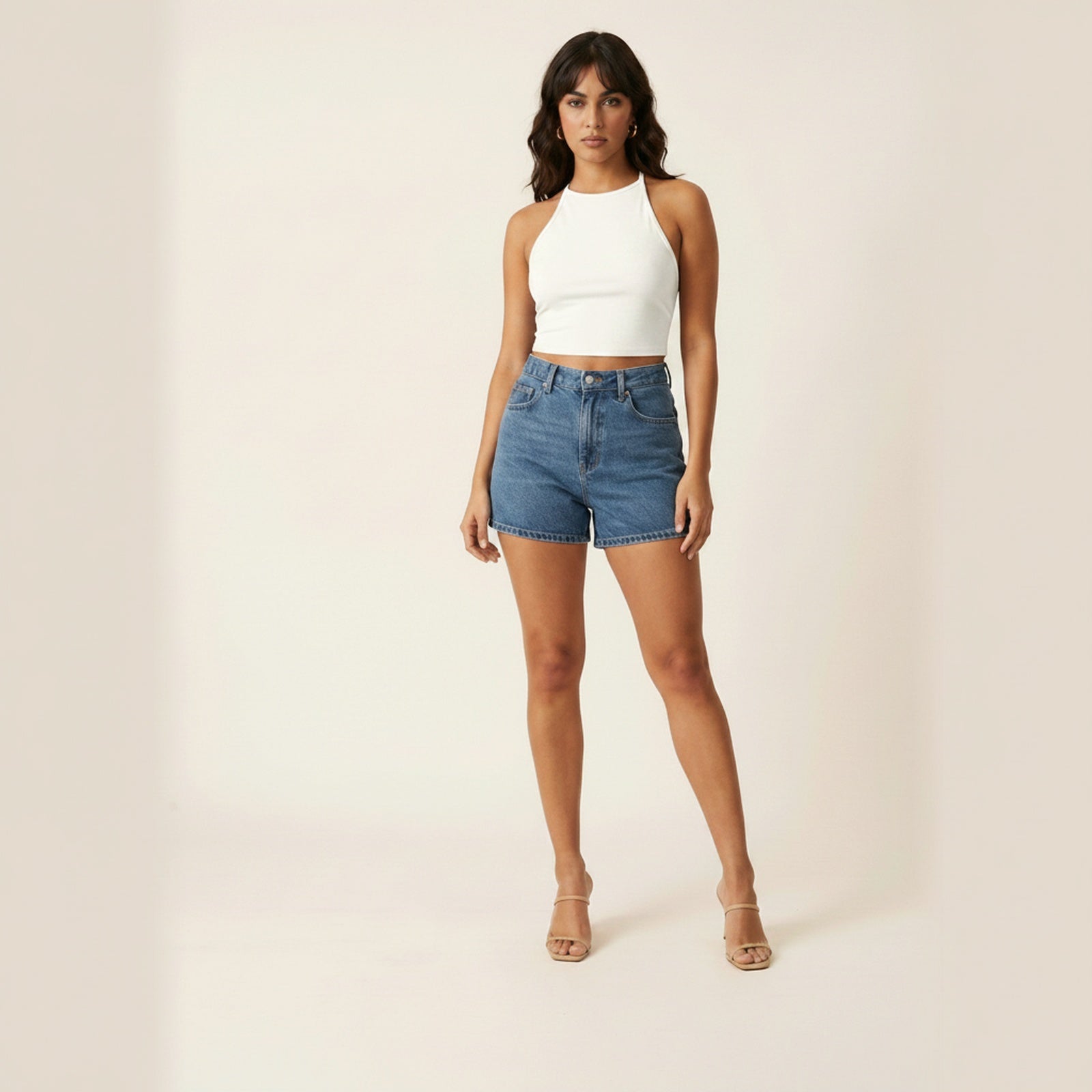 Summer Crush Halter Crop Top - White