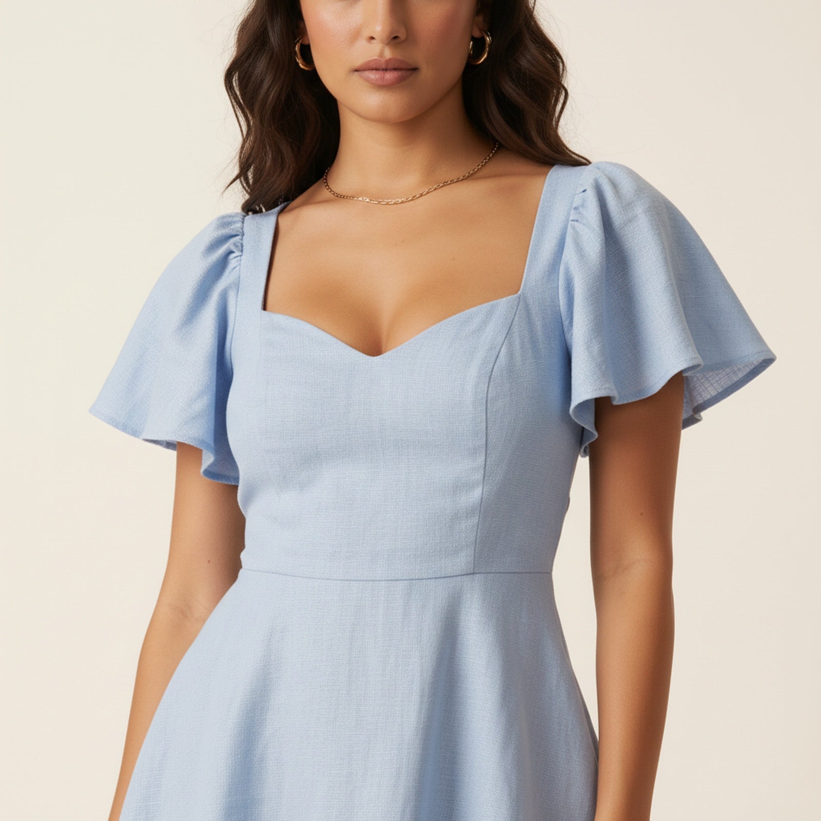 Sweet Escape | Women's Flutter Sleeve Mini Dress - Detail Close-up