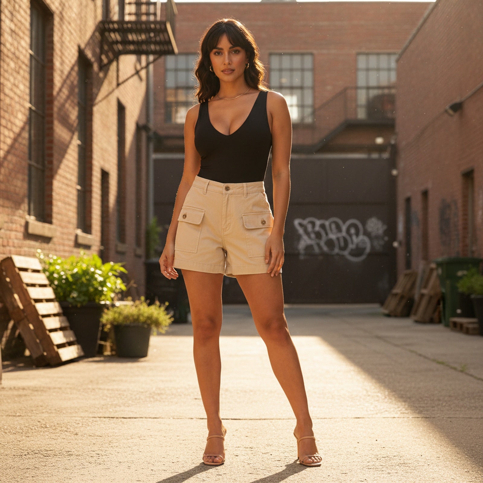 Terrain | Women's Cotton Twill Cargo Shorts - Lifestyle Golden Hour