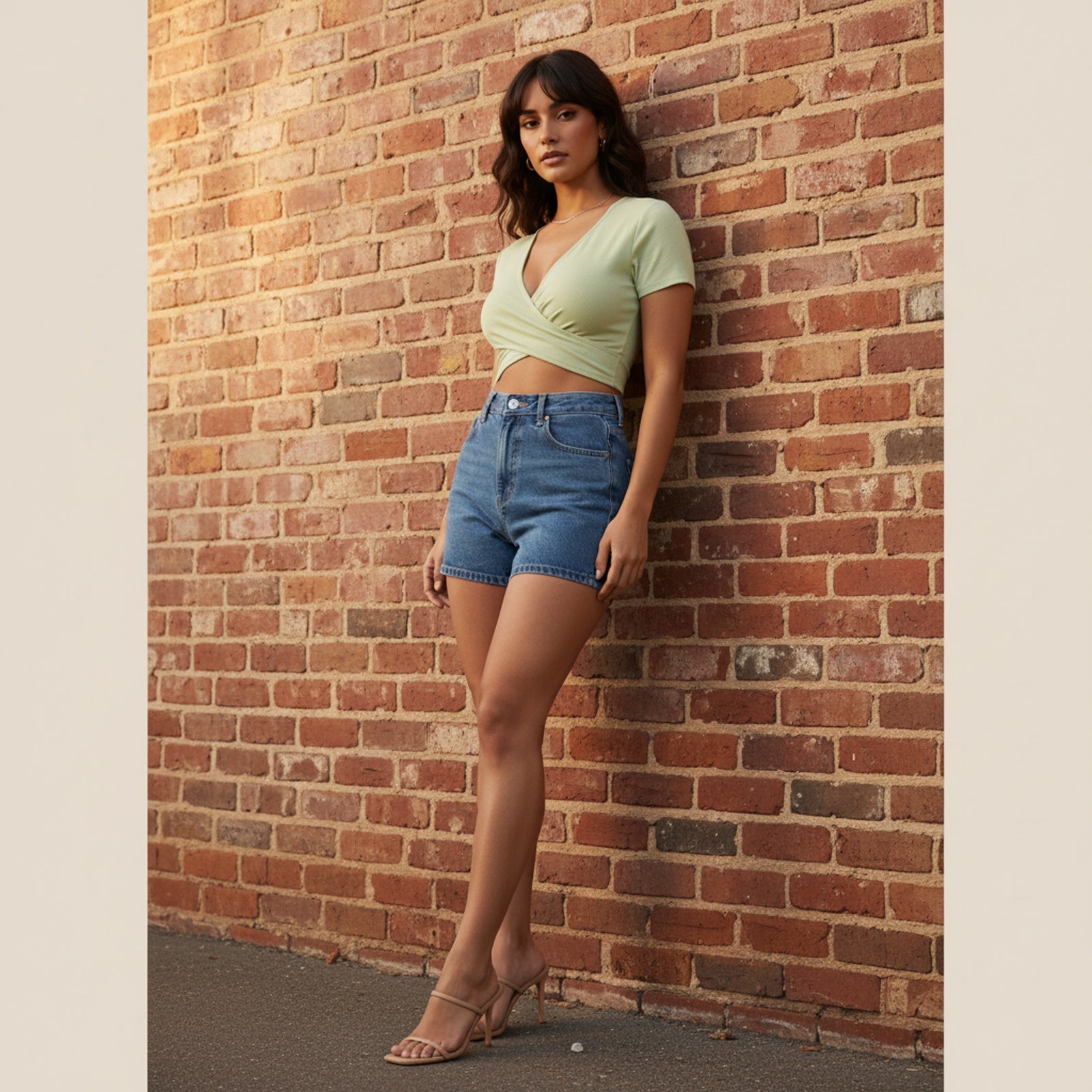Twist | Women's Wrap Front Crop Top - Lifestyle Editorial