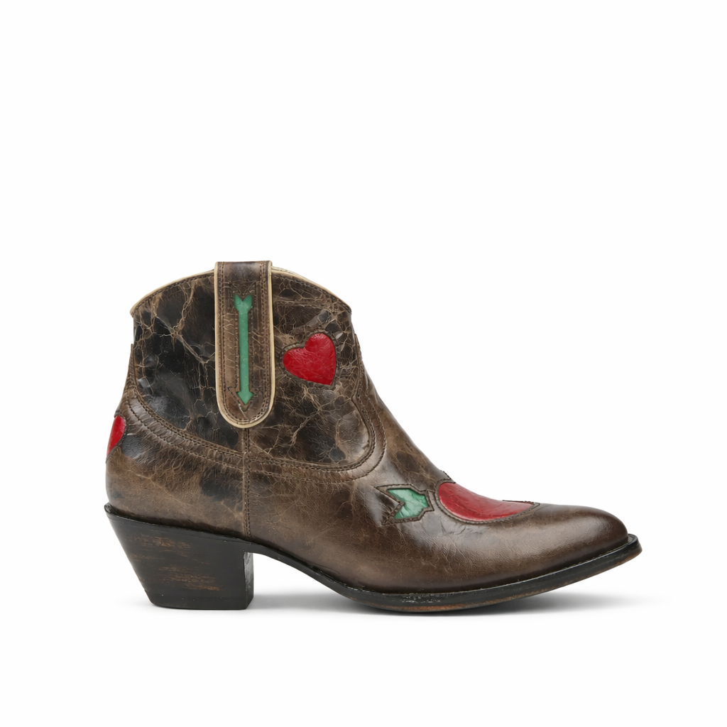 Women’s Dark Grey Western Ankle Boots - Almond Toe