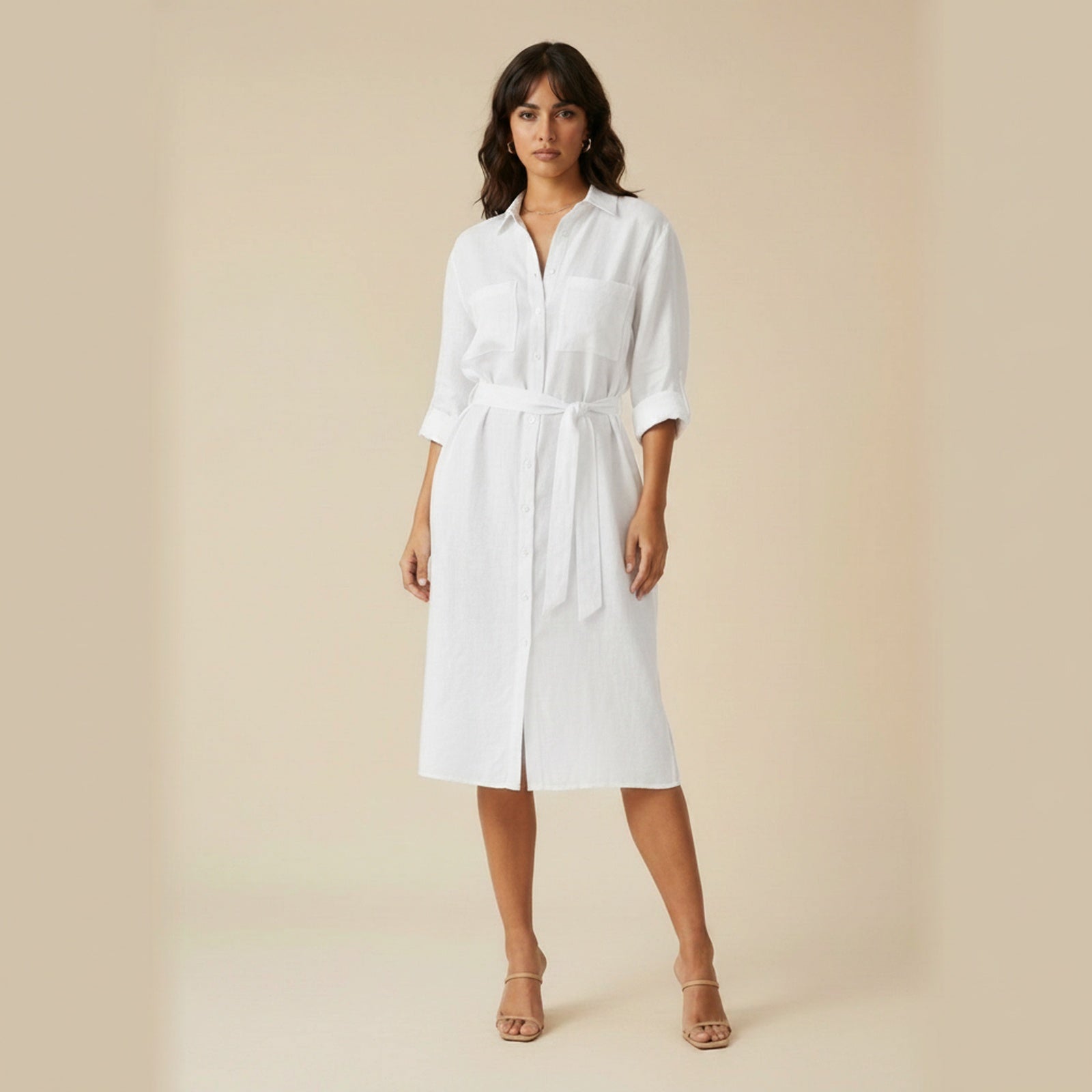 Wanderlust Oversized Linen Shirt Dress - White