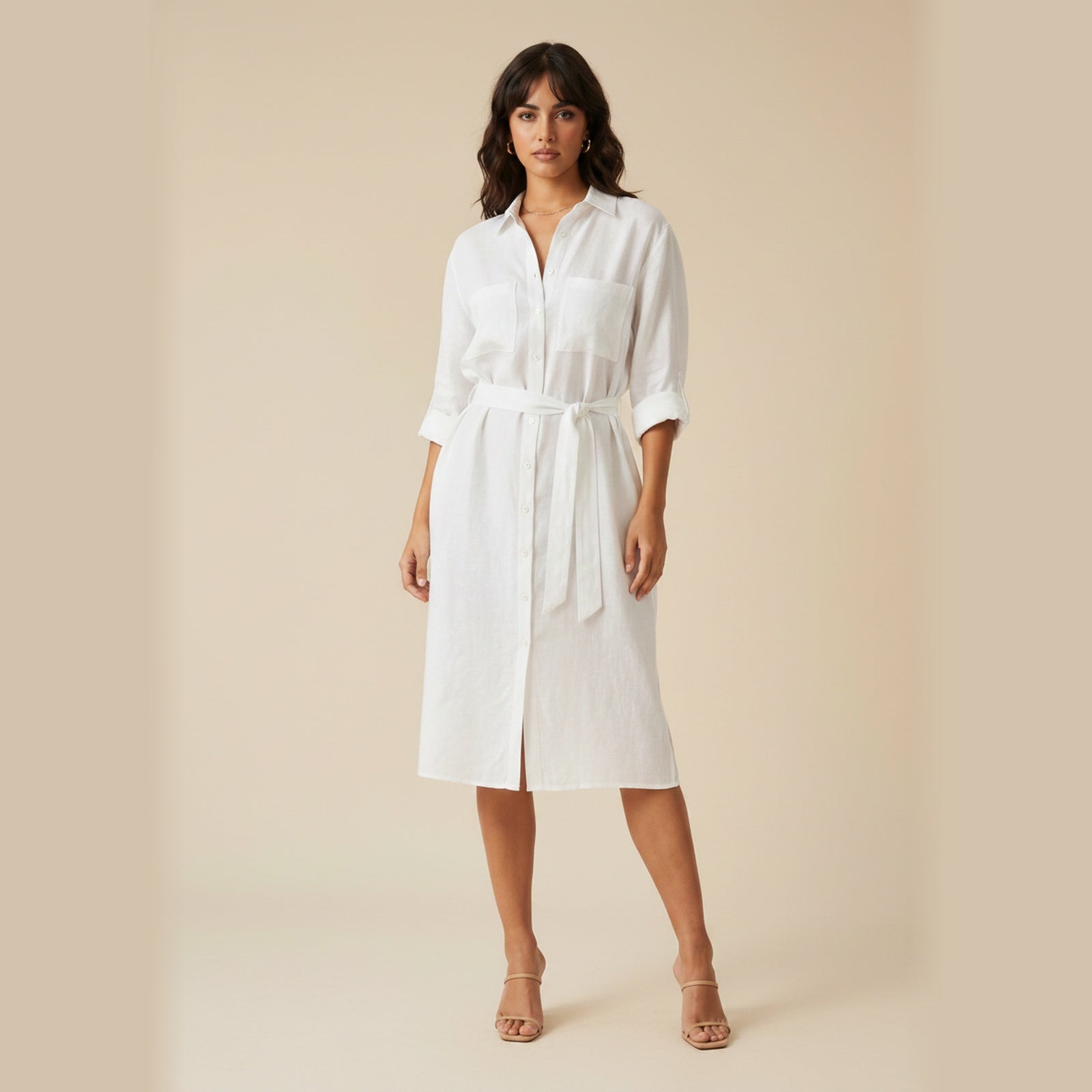 Wanderlust | Women's Oversized Linen Shirt Dress - Hero Front