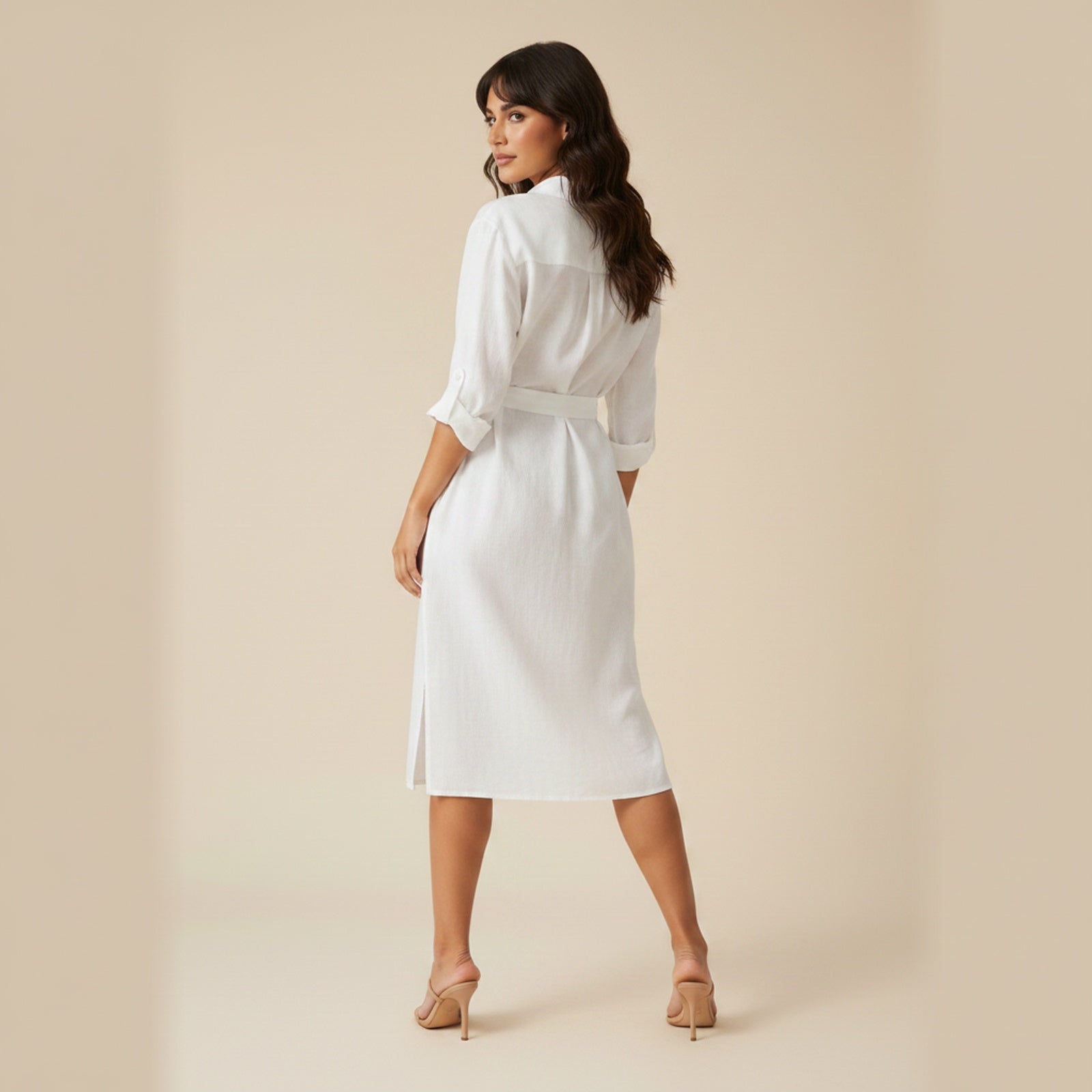 Wanderlust | Women's Oversized Linen Shirt Dress - Back View