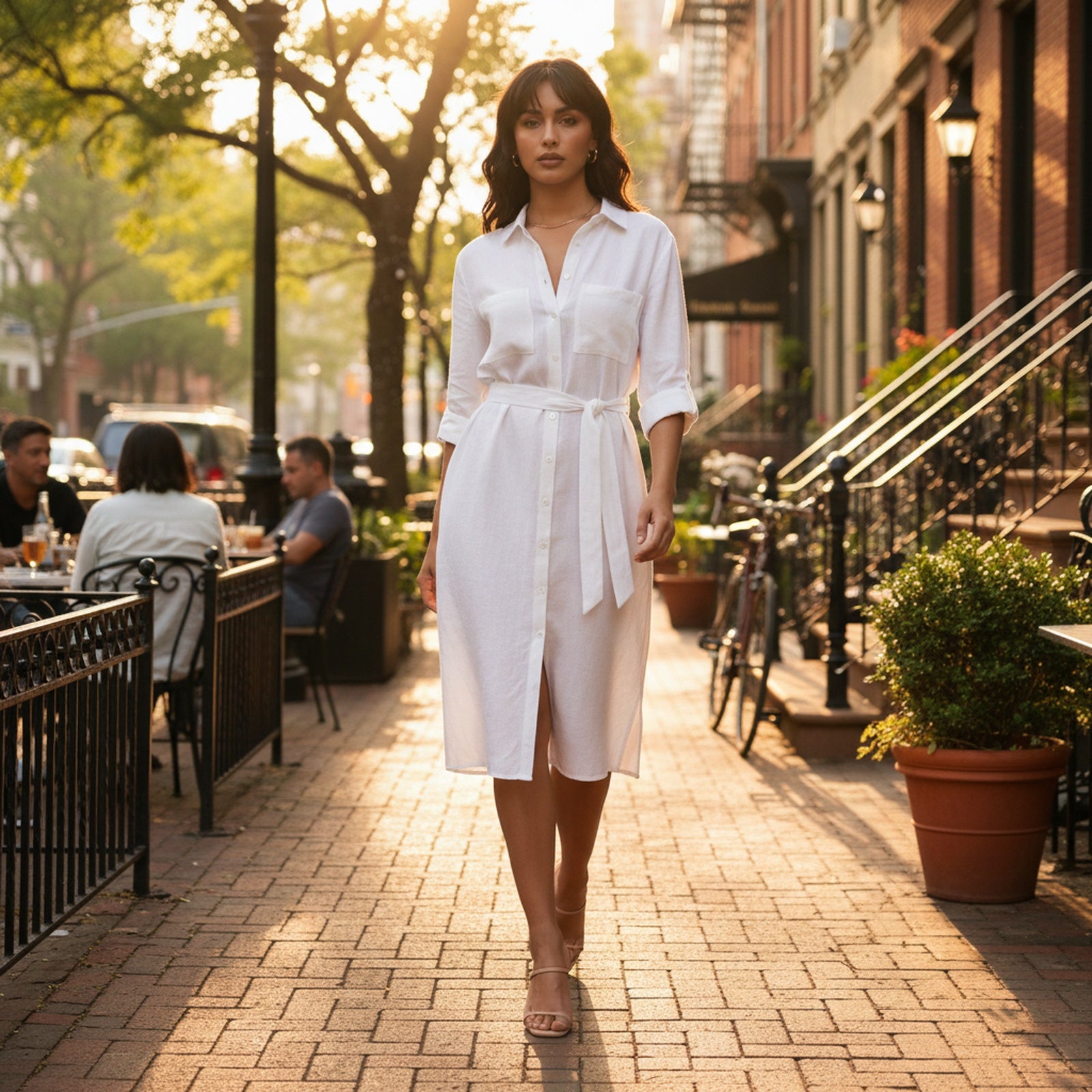Wanderlust | Women's Oversized Linen Shirt Dress - Lifestyle Golden Hour