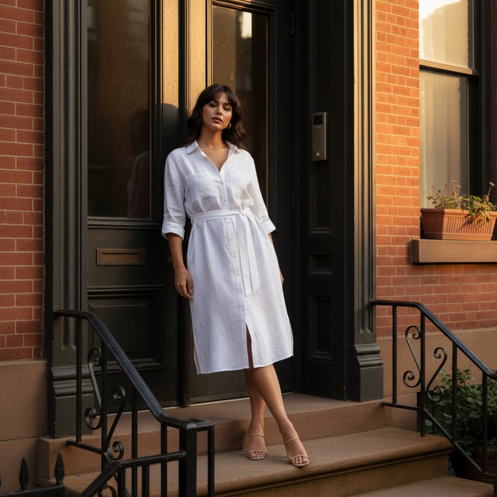 Wanderlust | Women's Oversized Linen Shirt Dress - Lifestyle Editorial