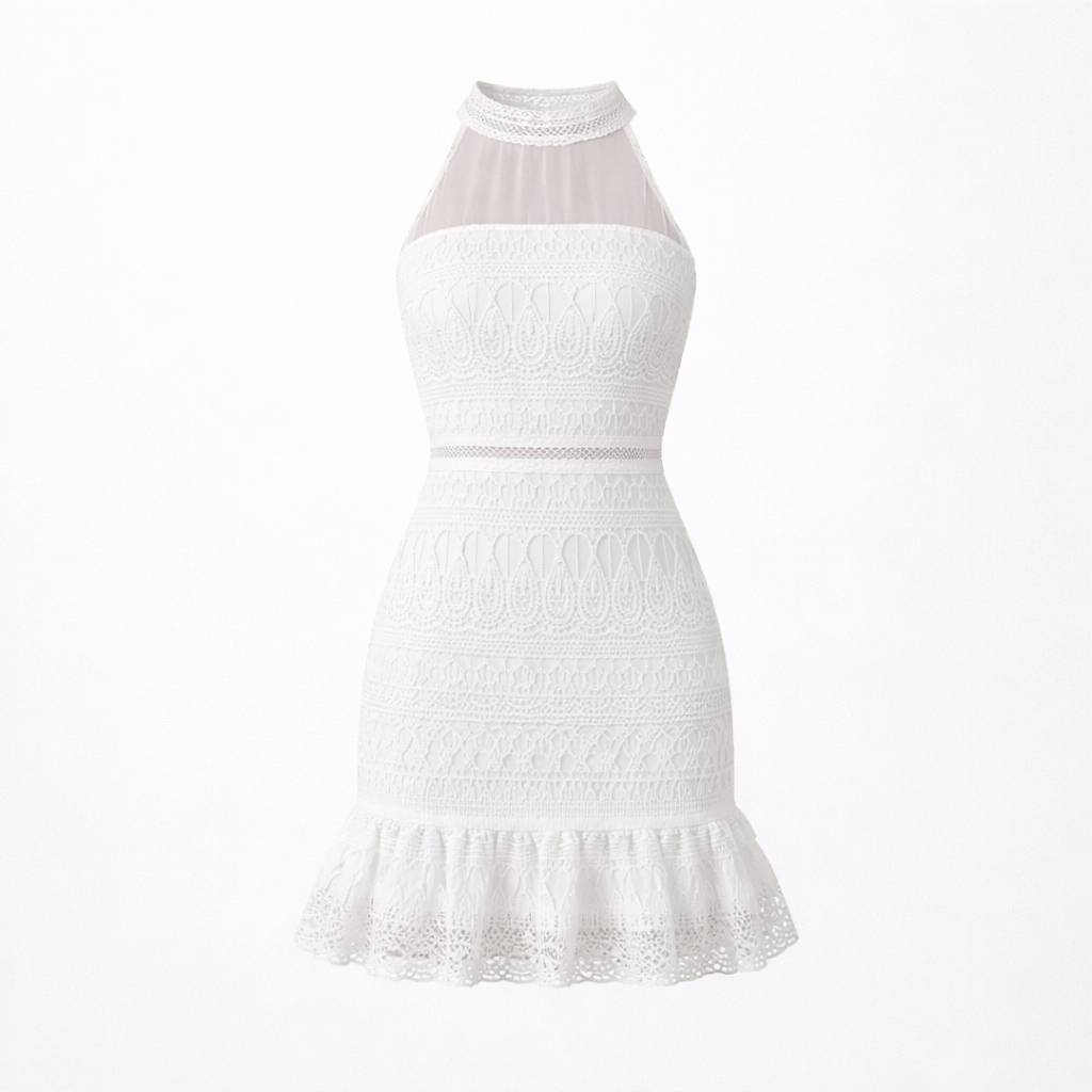 Women’s White Refined Mini Dress - Short Length
