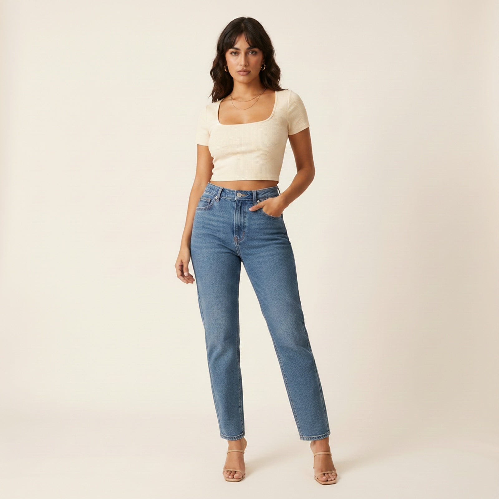 Zara | Women's Ribbed Cotton Crop Top - Hero Front